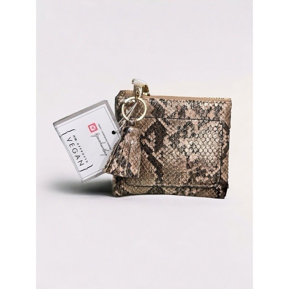 Jen And Co Mini Button Wallet & Cardholder w/ Zipper Pocket Snake Print - Picture 1 of 3